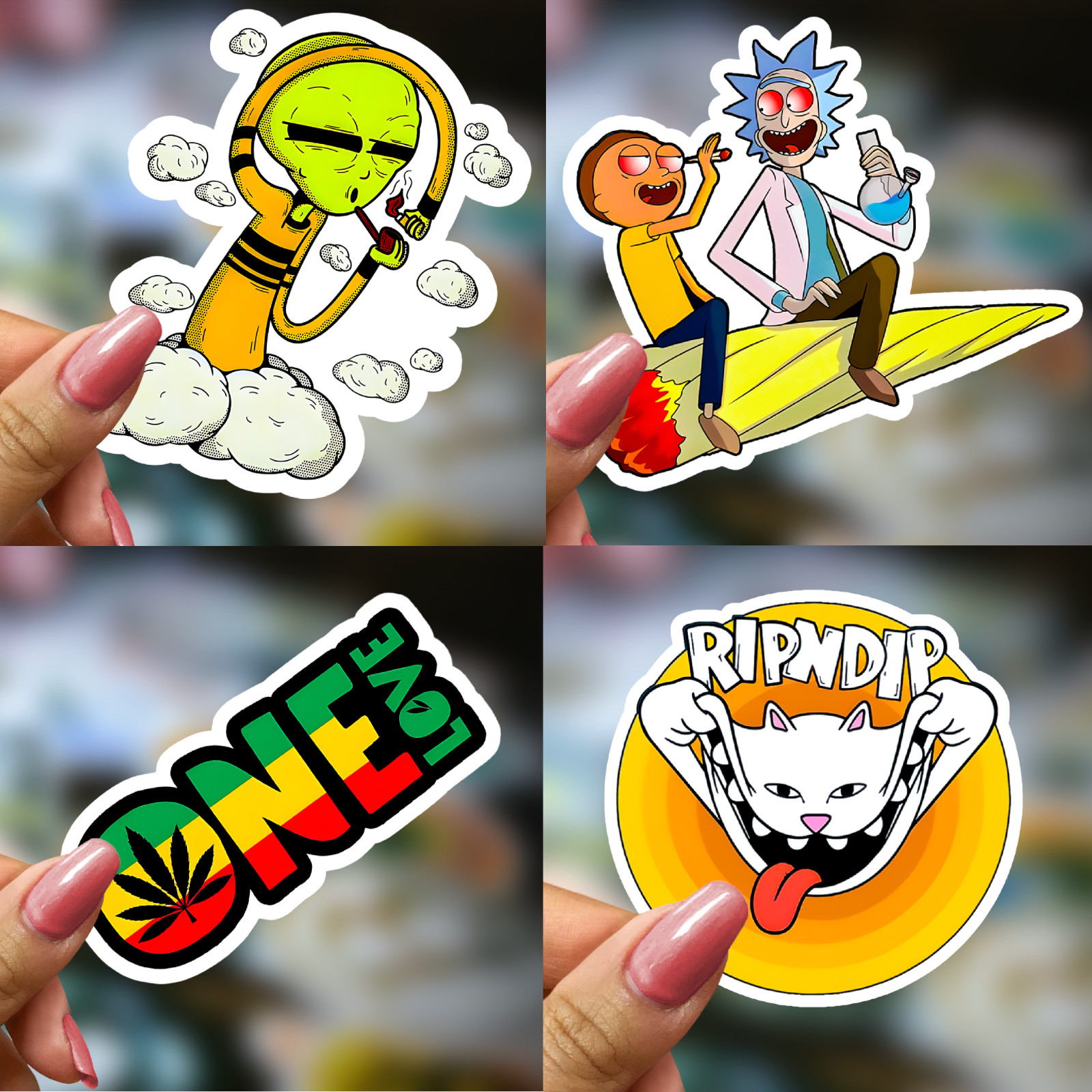 50 Weed Sticker Pack – Skater Graffiti Cannabis Decals for Laptop, SKATE DECK