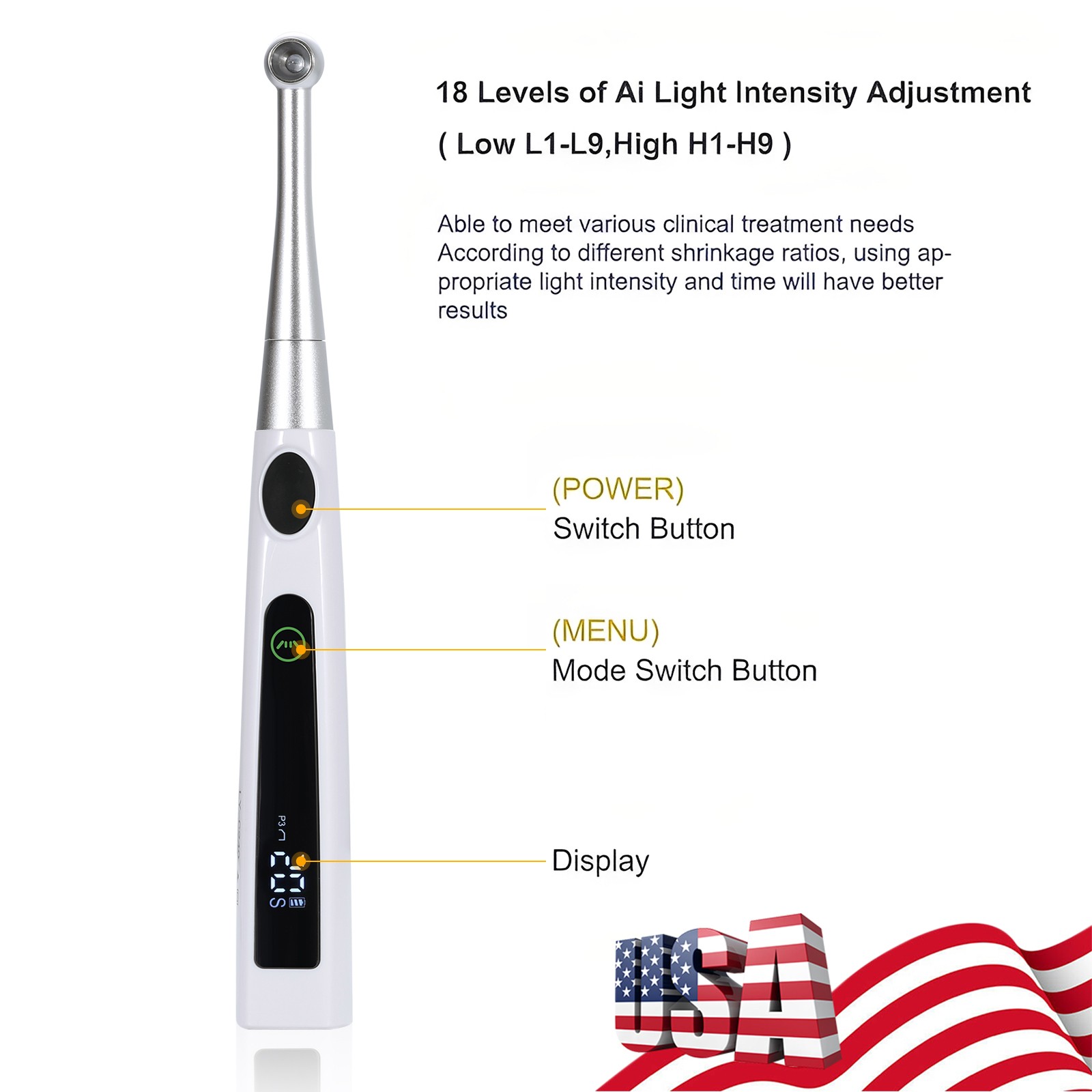 Dental Wireless Cordless LED Cure Curing Light Lamp 2400mw 5W Tool Resin 1 Sec