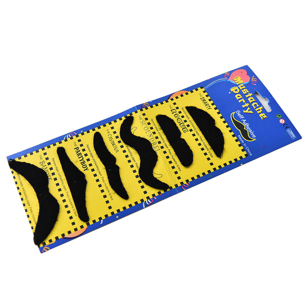 6pcs/set Stylish Costume Funny Party Fake Moustache Black - F/S NYS