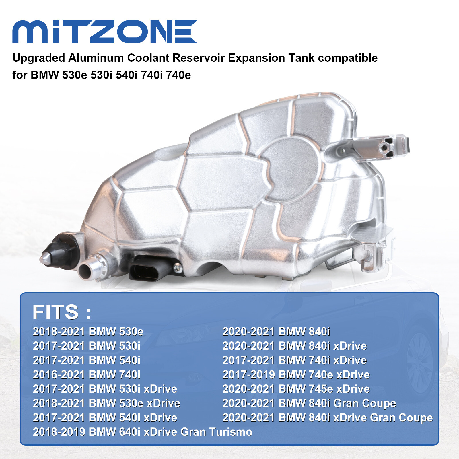 Aluminum Coolant Reservoir Expansion Tank for BMW 530e 530i 540i 740i 740e