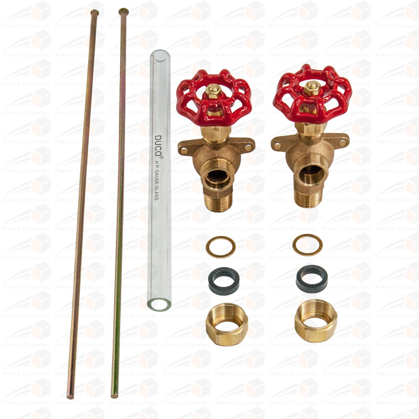 HVAC 1/2" BOILER SIGHT GAUGE GLASS VALVE KIT NPT 5/8" x 12" WITH DRAIN