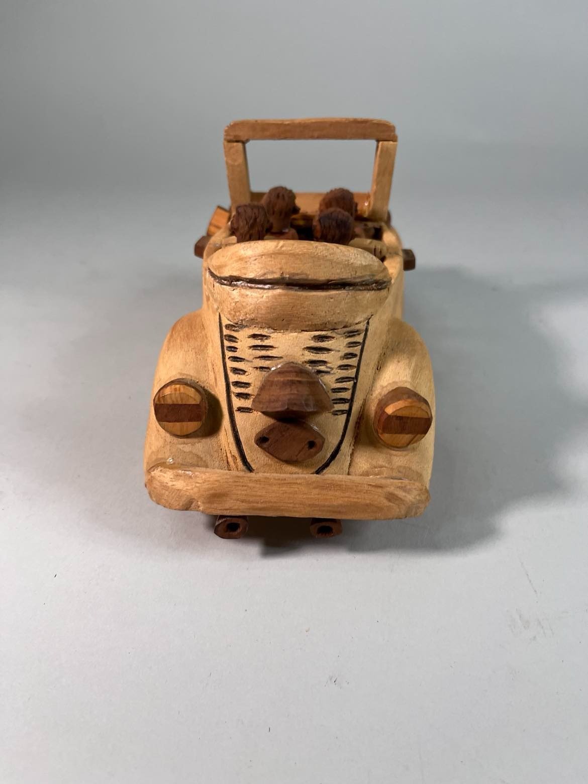 Vintage Ghana African Folkart Carved Wood VW Volkswagen Beetle Cabriolet Conv.