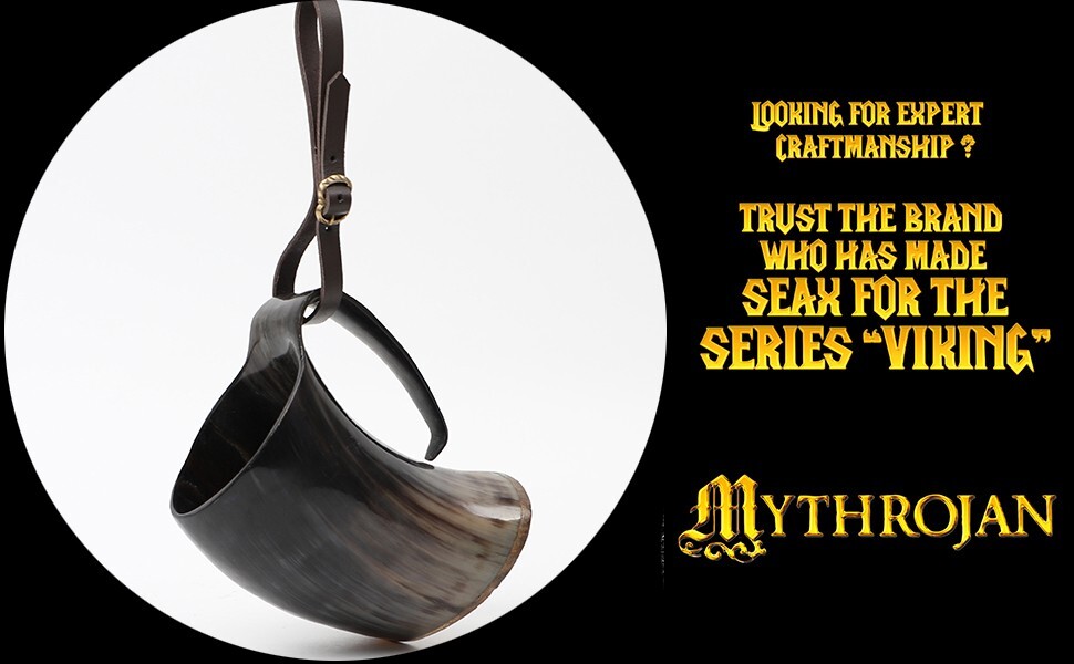 Leather Horn Holder Viking Tankard Mug Strap Renaissance Fair Costume Blue