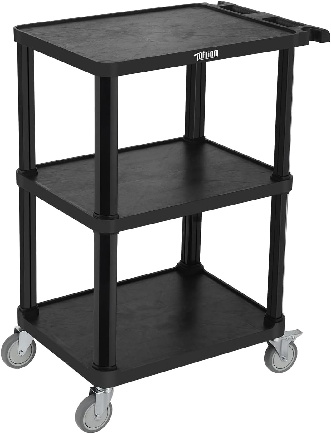 Heavy Duty 3-Tier Plastic Service Utility Cart Rolling Storage Cart for Garage