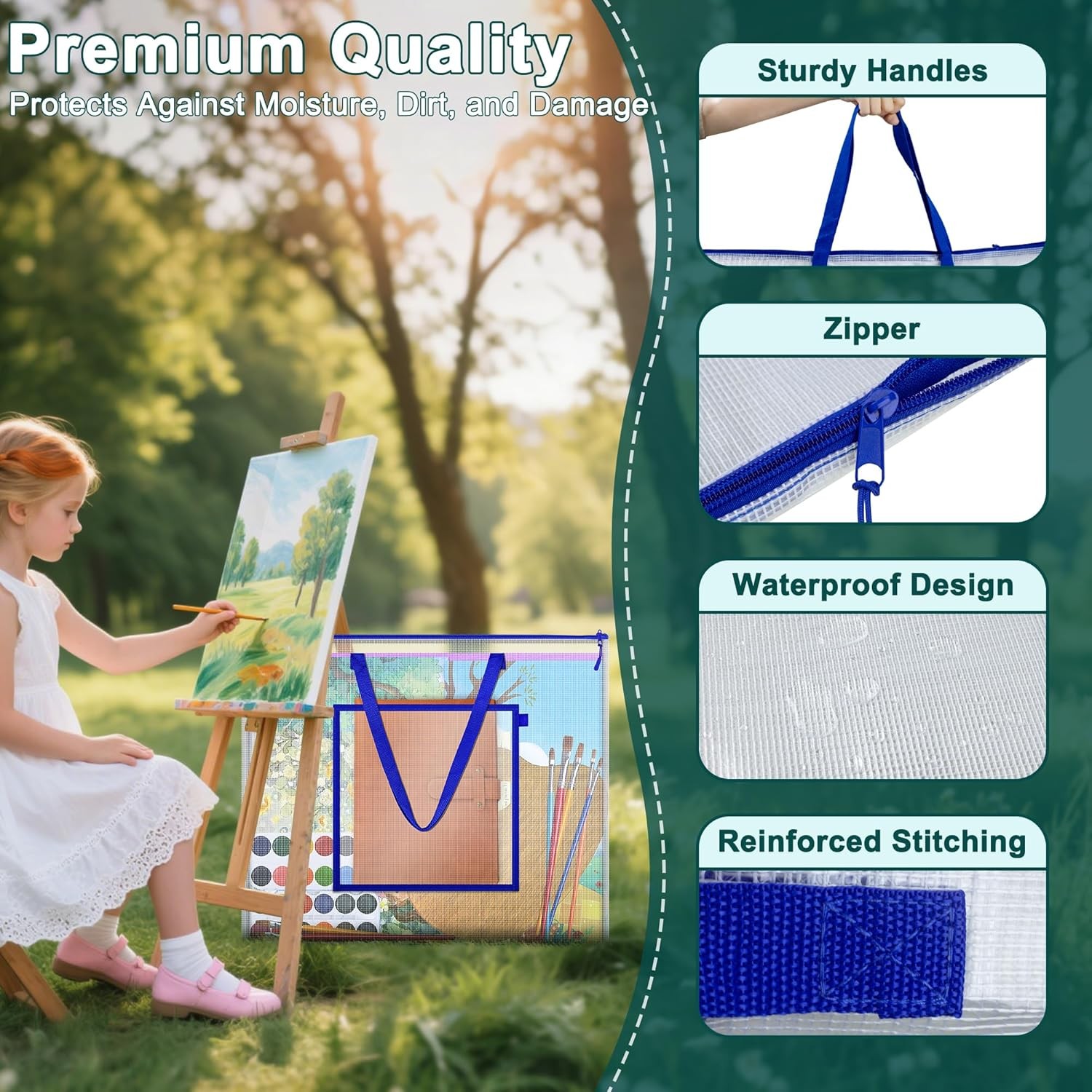 Large Poster Storage Bag, 25" x 19" Art Portfolio Bag with Pocket for Poster, Cu