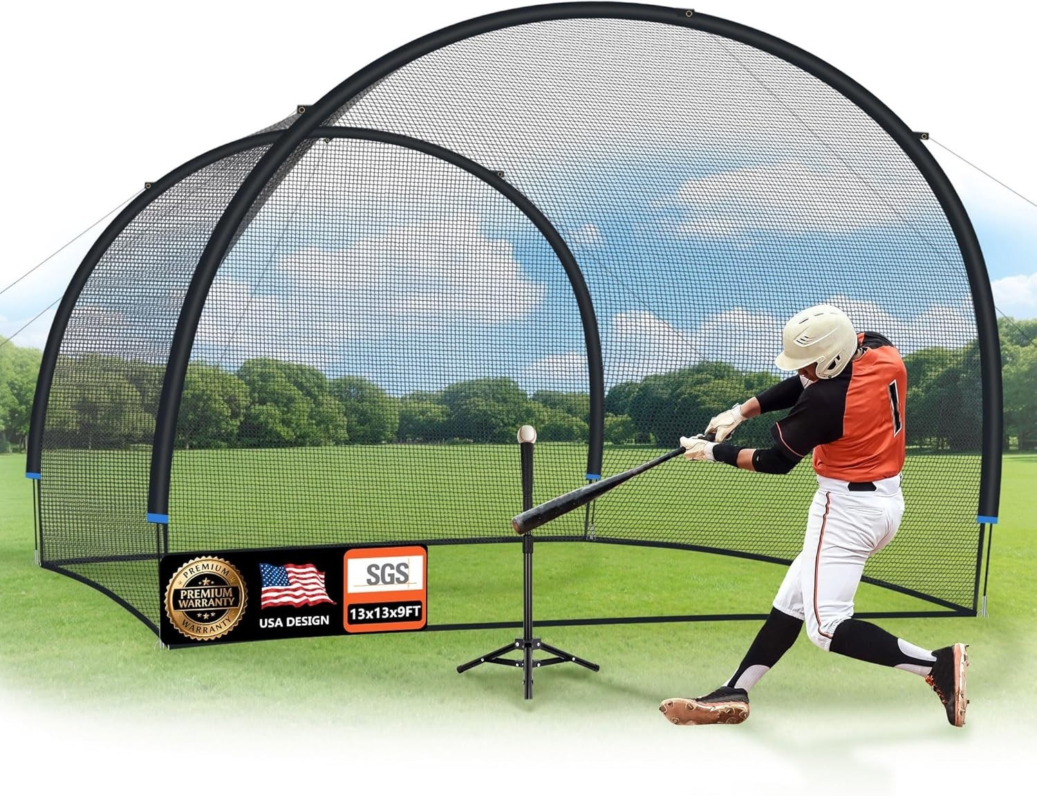 Baseball Batting Cage 13/20/30ft for Backyard, Baseball Training Equipment Ne...
