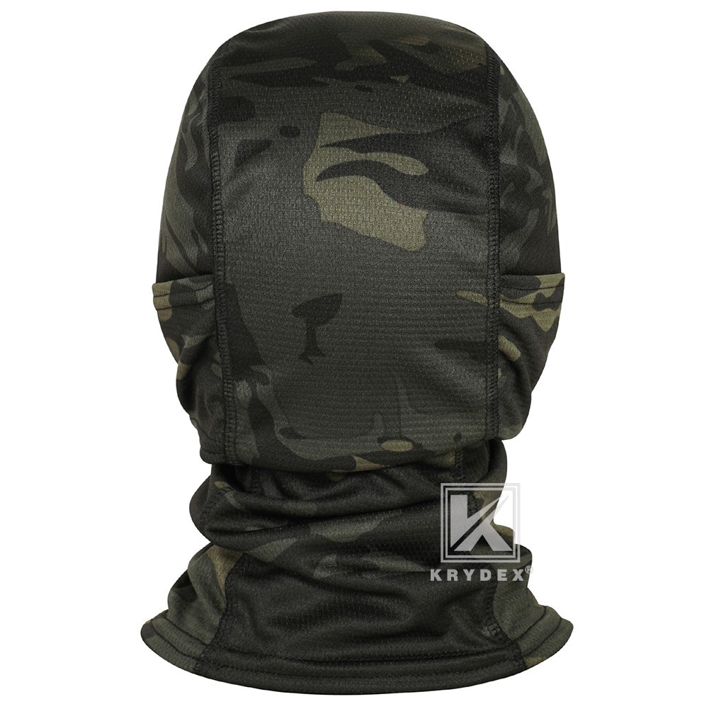 KRYDEX Tactical Face Mask Balaclava Full Head Neck Wrap Quick Dry Black MC Camo