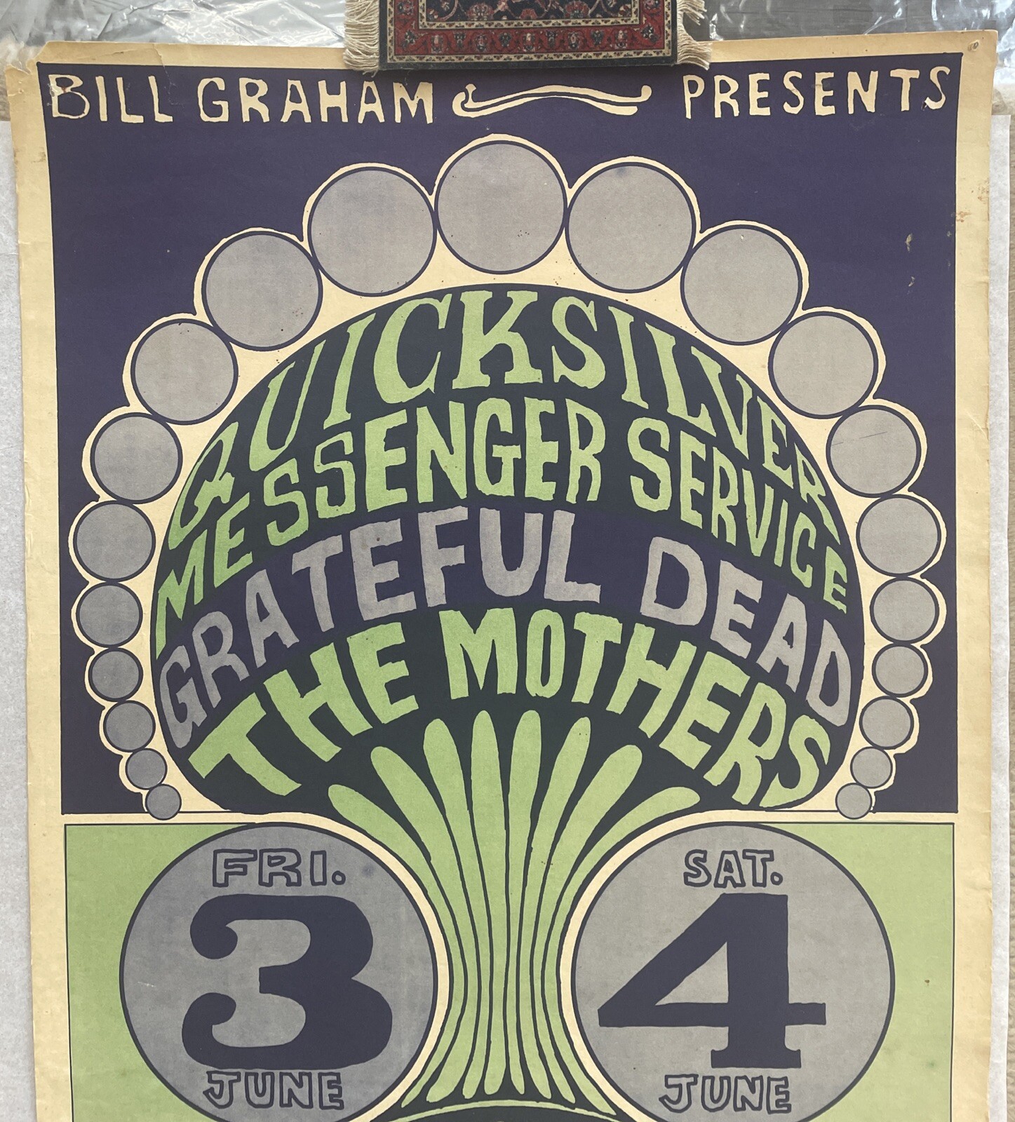 1966 Grateful Dead, Quicksilver, Mothers Of Invention, BG-9 Fillmore Poster