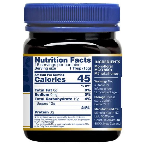 Manuka Honey Raw UMF 20+ MGO 850+ Manuka Health 8.8 oz New Zealand Certified