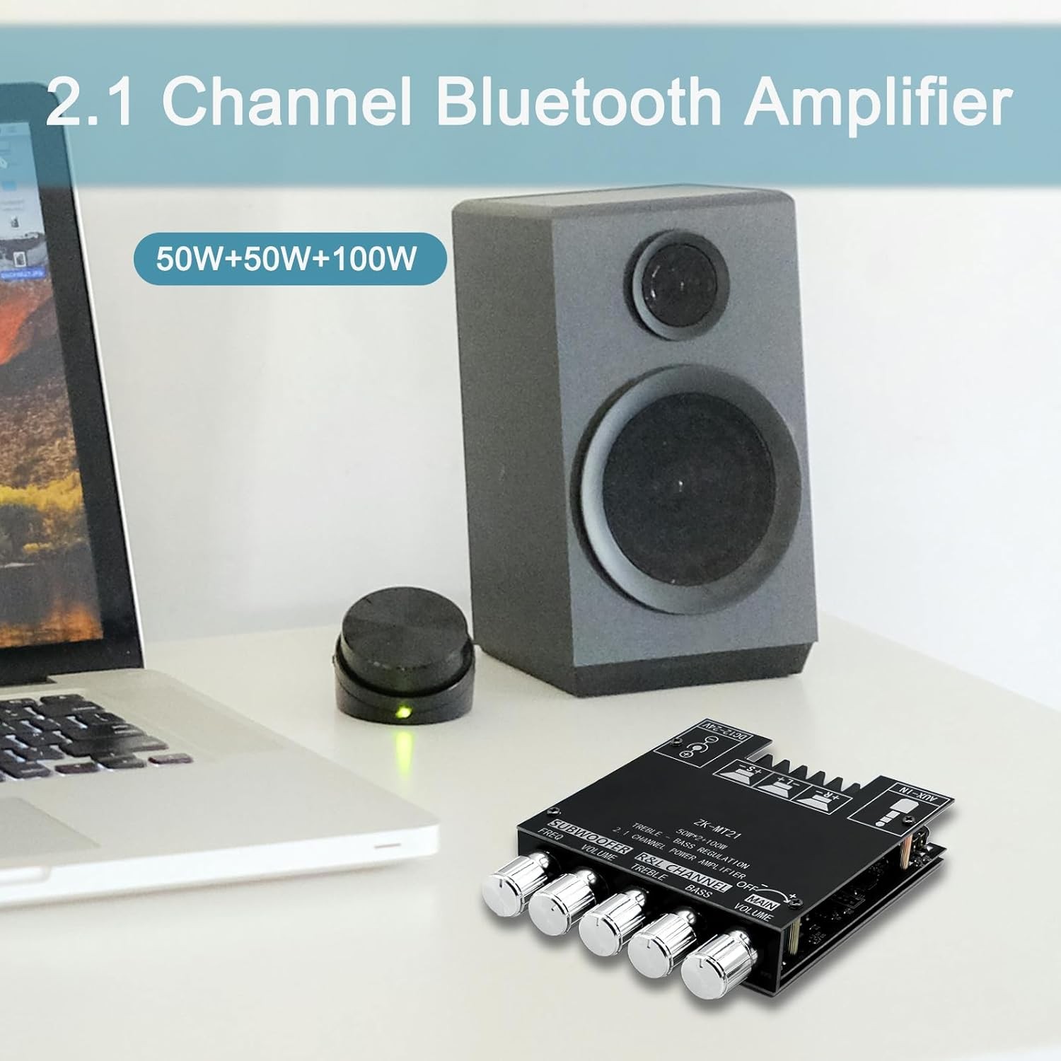 ZK- MT21 Bluetooth Amplifier Board 50W+50W+100W with Treble and Bass Control