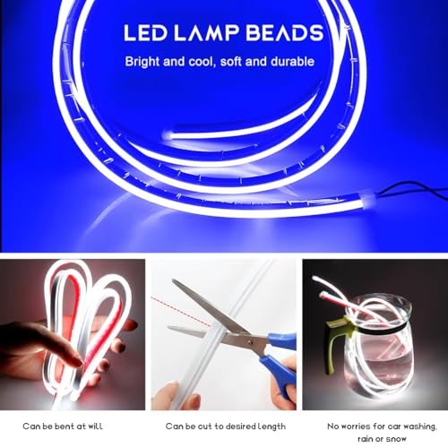 Car Hood Light Strip Flexible DRL Dynamic Scan Start up Hoodbeam 71 Inches Blue