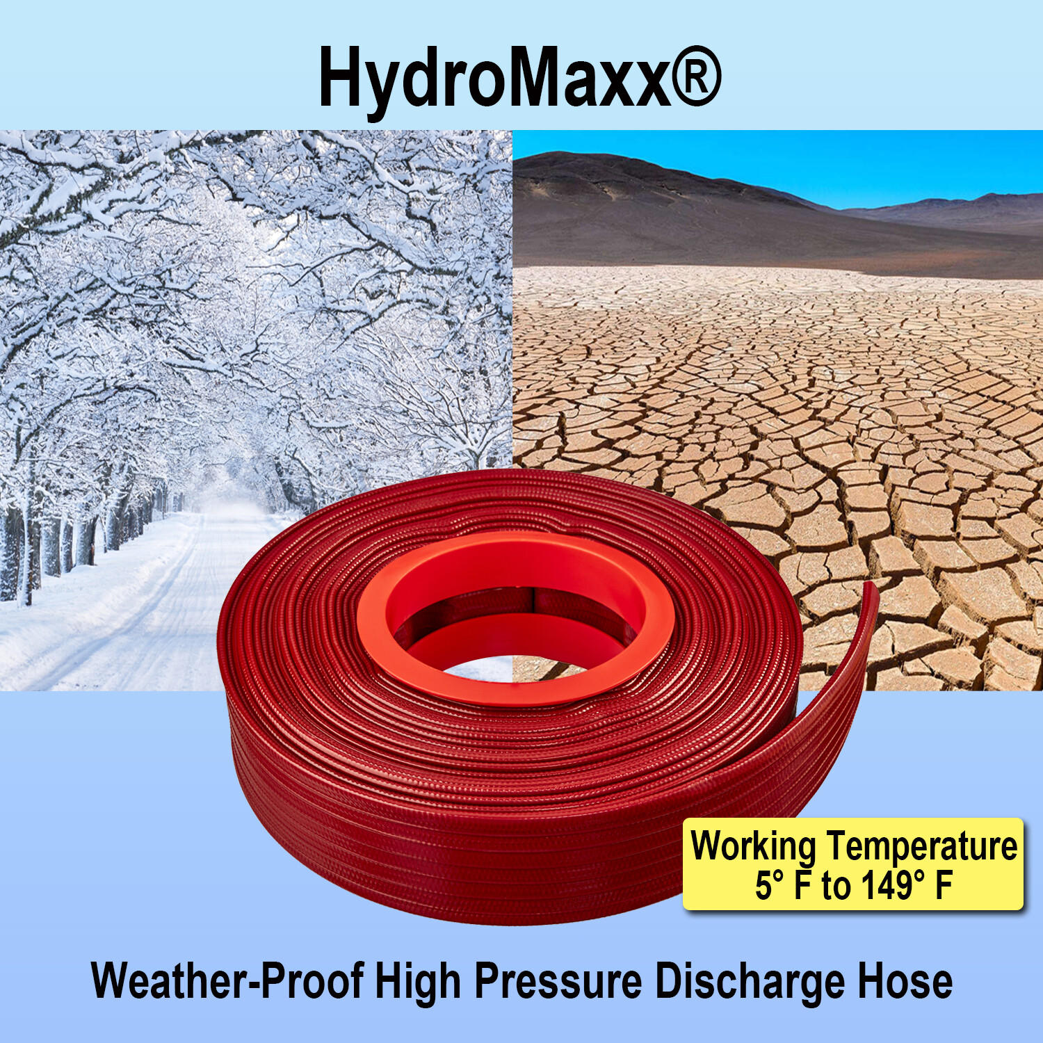 2" High Pressure - Heavy Duty PVC Lay Flat Discharge Hose 100' & 300' Lengths