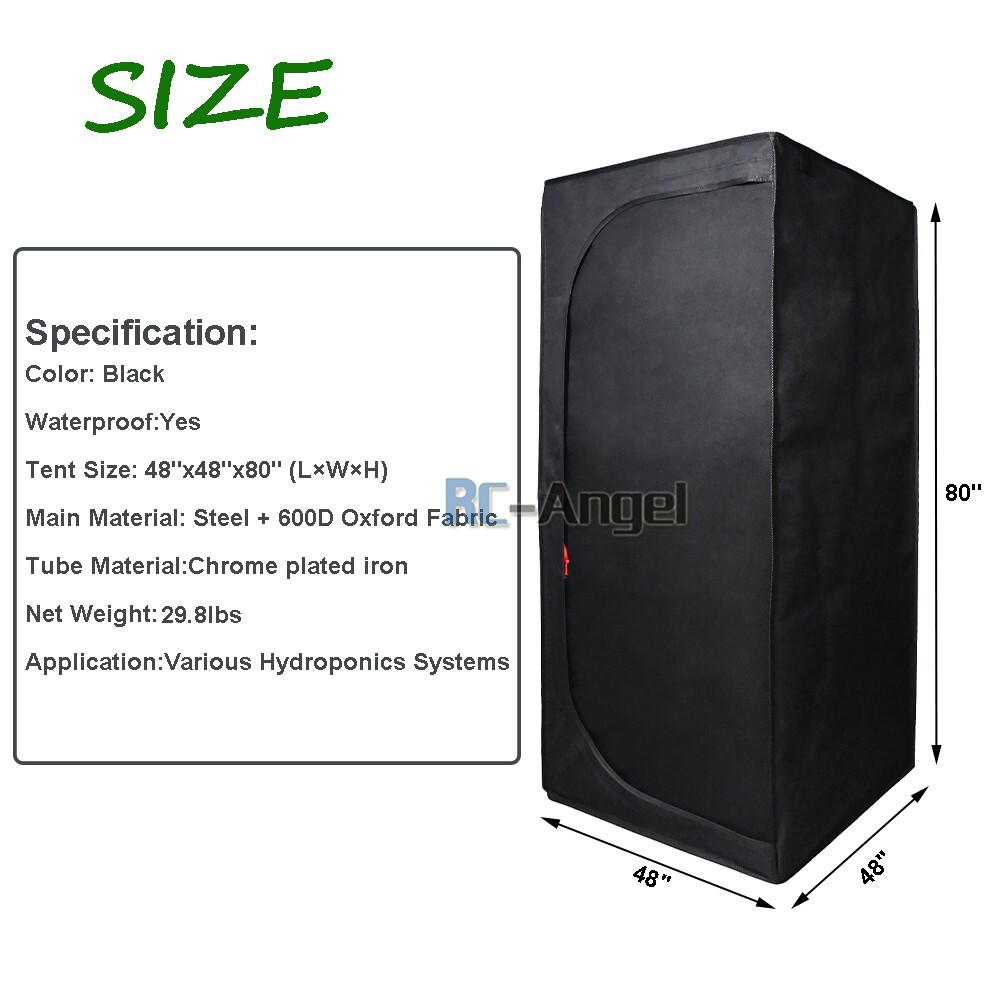 48"x48"x80" Grow Tent Kit w/LED Full Spectrum Grow Light +Ventilation Inline Fan