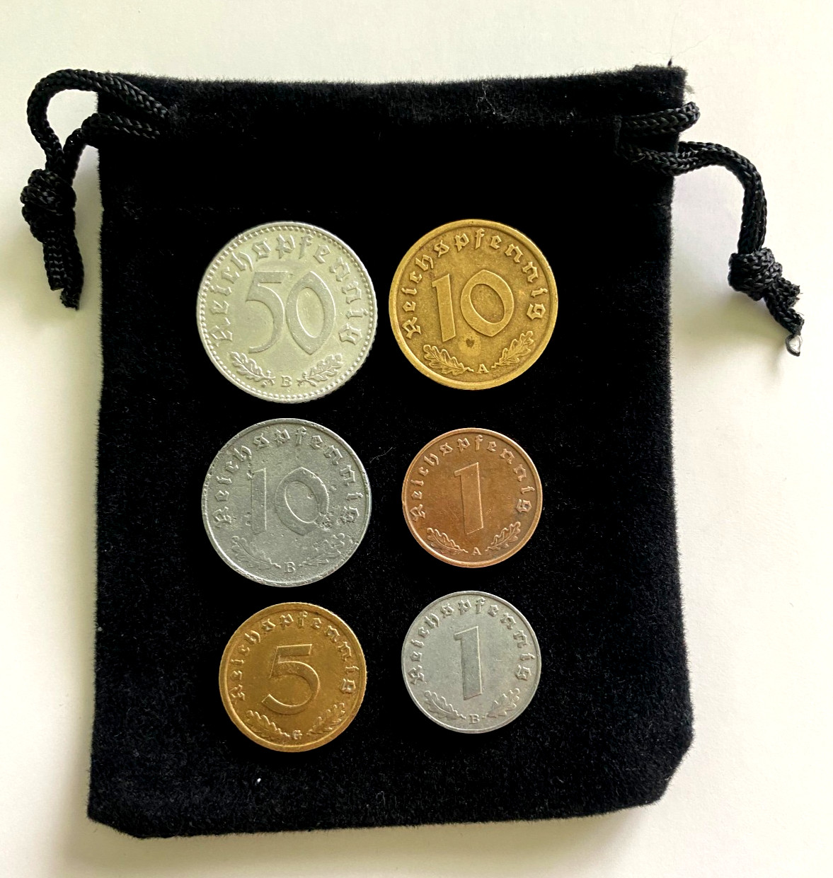 Germany WWII Era Third Reich Nazi Reichspfennig Coin Set Authentic Wartime Coins