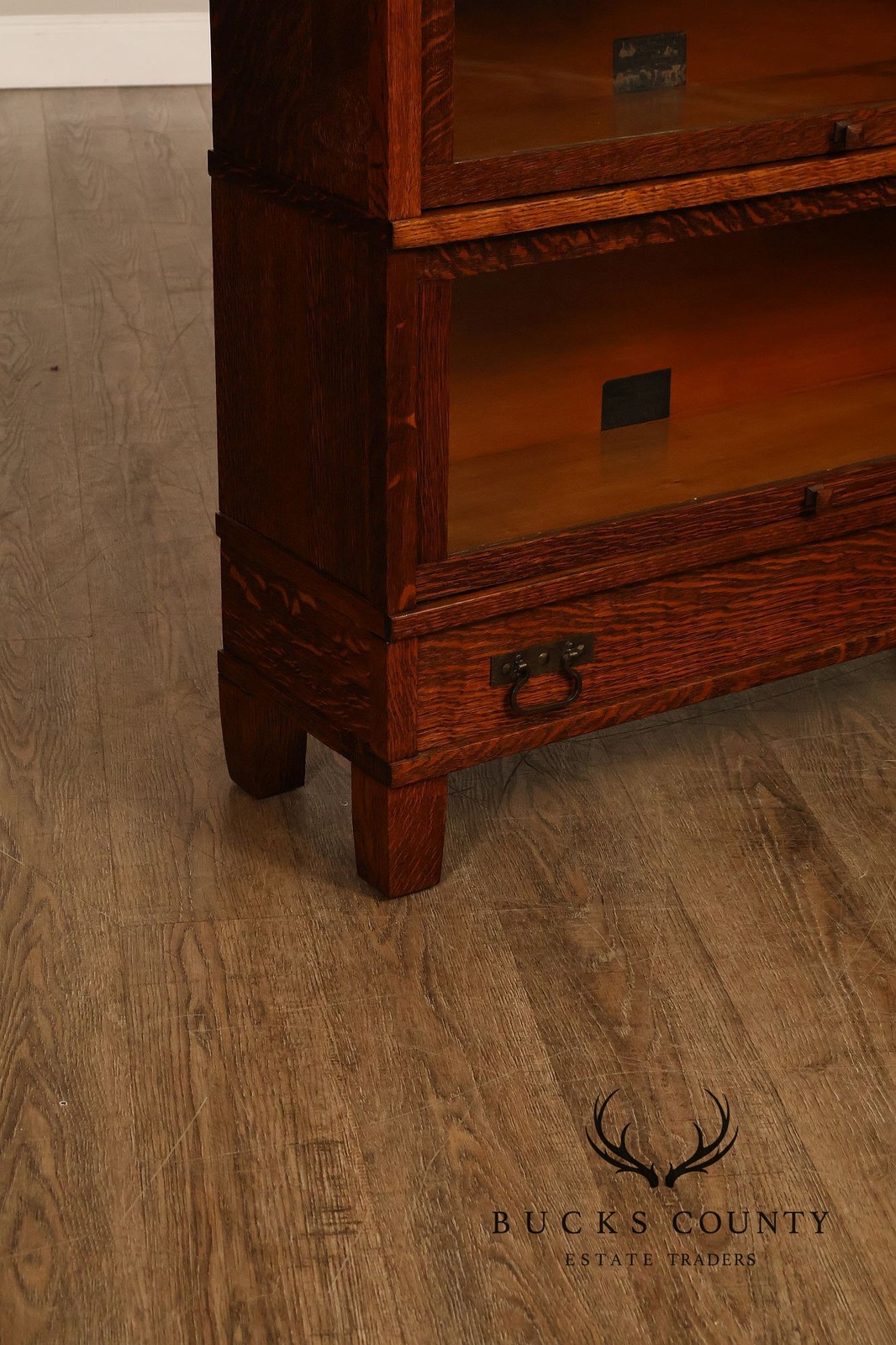 Antique Globe Three-Stack Barrister Bookcase With Base Drawer