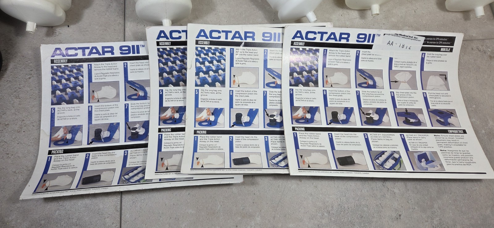 ACTAR 911 Patrol 5x Manikin Dummy CPR Training Heads with Bag