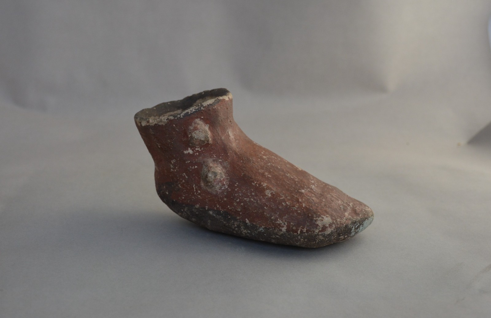 Rare Large Old Zuni Single Moccasin Pottery Shoe - 6" long - Circa. pre 1900