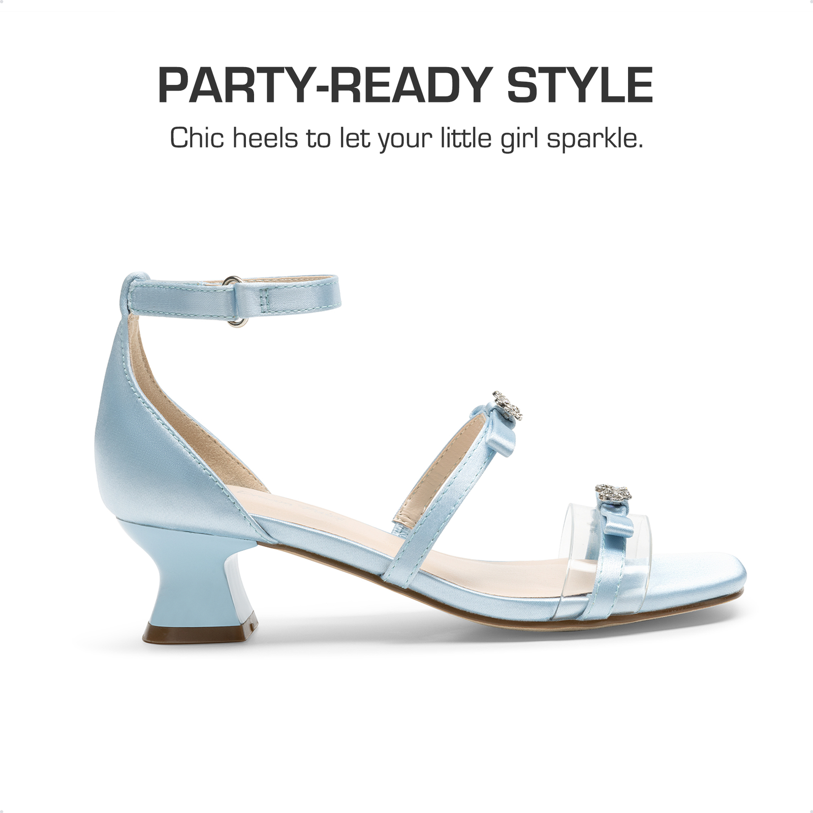 Girls Dress Sandals Low Heels Ankle Straps Wedding Party Princess Heeled Sandals