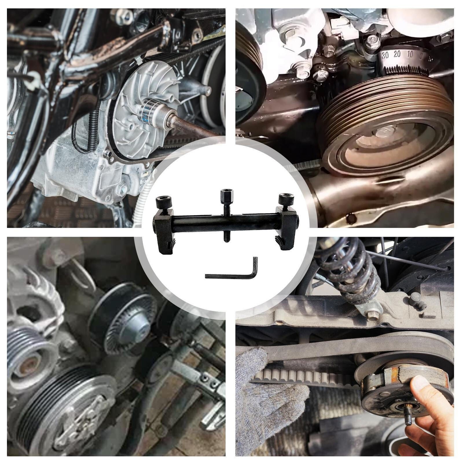 New Universal Puller For Ribbed Drive Pulley Crankshaft Remover Tool Kit