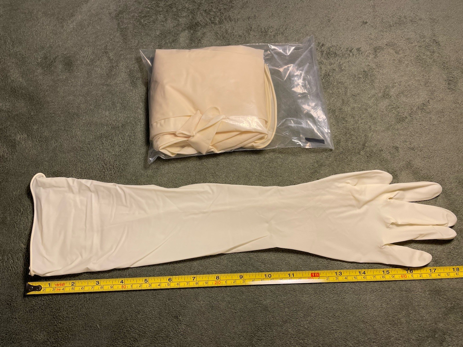 Elbow Length Latex Gloves, 9Mil, 19” Long Cuff, 10 Count 1 Pack, Size 7.5 Medium