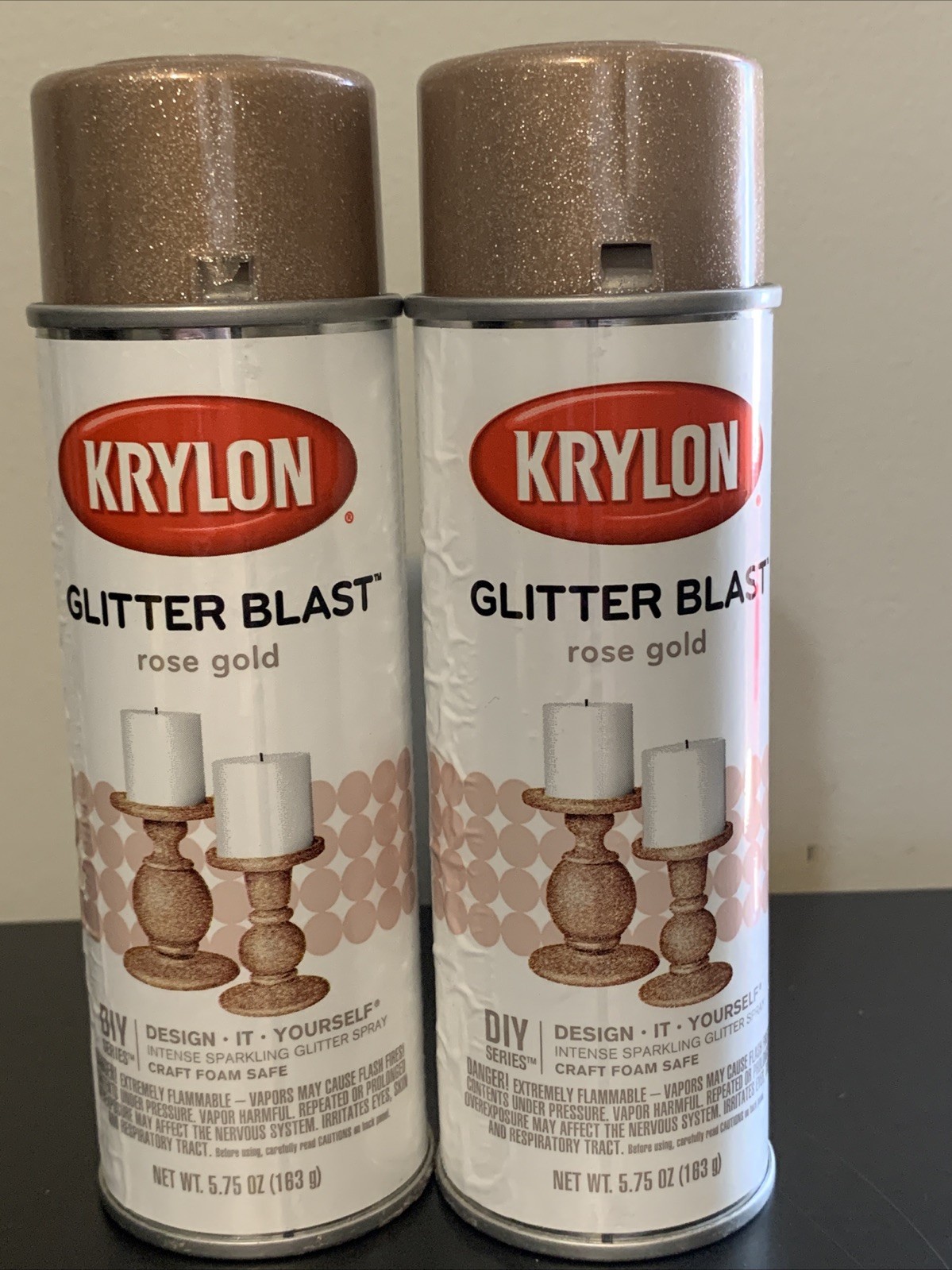 Lot 2 Krylon Glitter Blast 5.75 Oz. Rose Gold Spray Paint