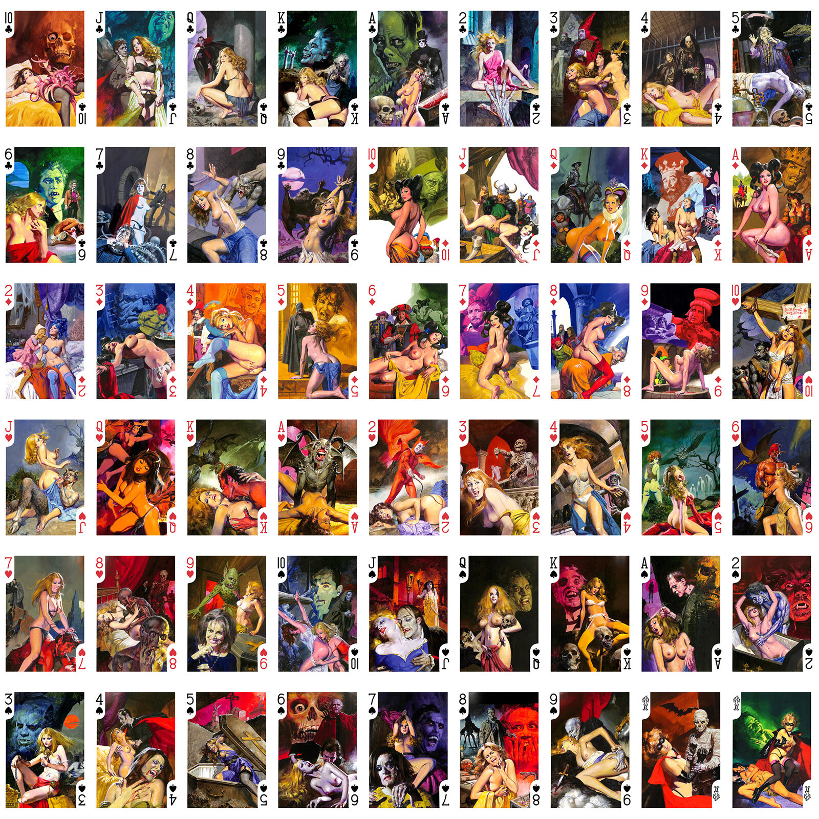 Playing Cards (Poker Deck 54 Cards) Pulp Horror Beauties Vintage Pin-Up Art 177