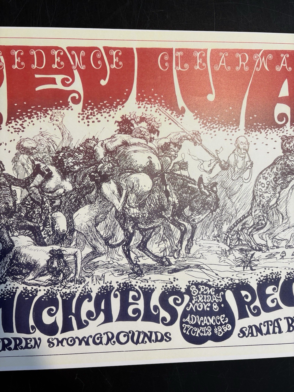 1968 CCR And Lee Michaels Earl Warren Original Concert Poster