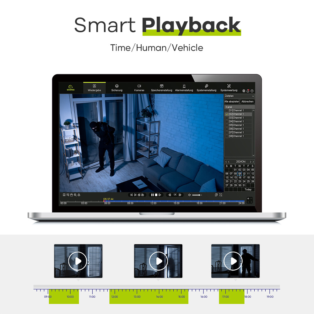 SANNCE 5MP POE Audio Recording Security Camera System 8CH NVR AI Human Detection