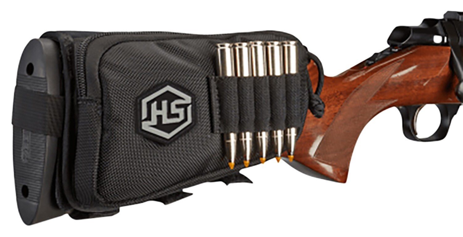 Hunters Specialties 01620 Buttstock Shell Holder W/Pouch Holds 5 Cartridges Blac