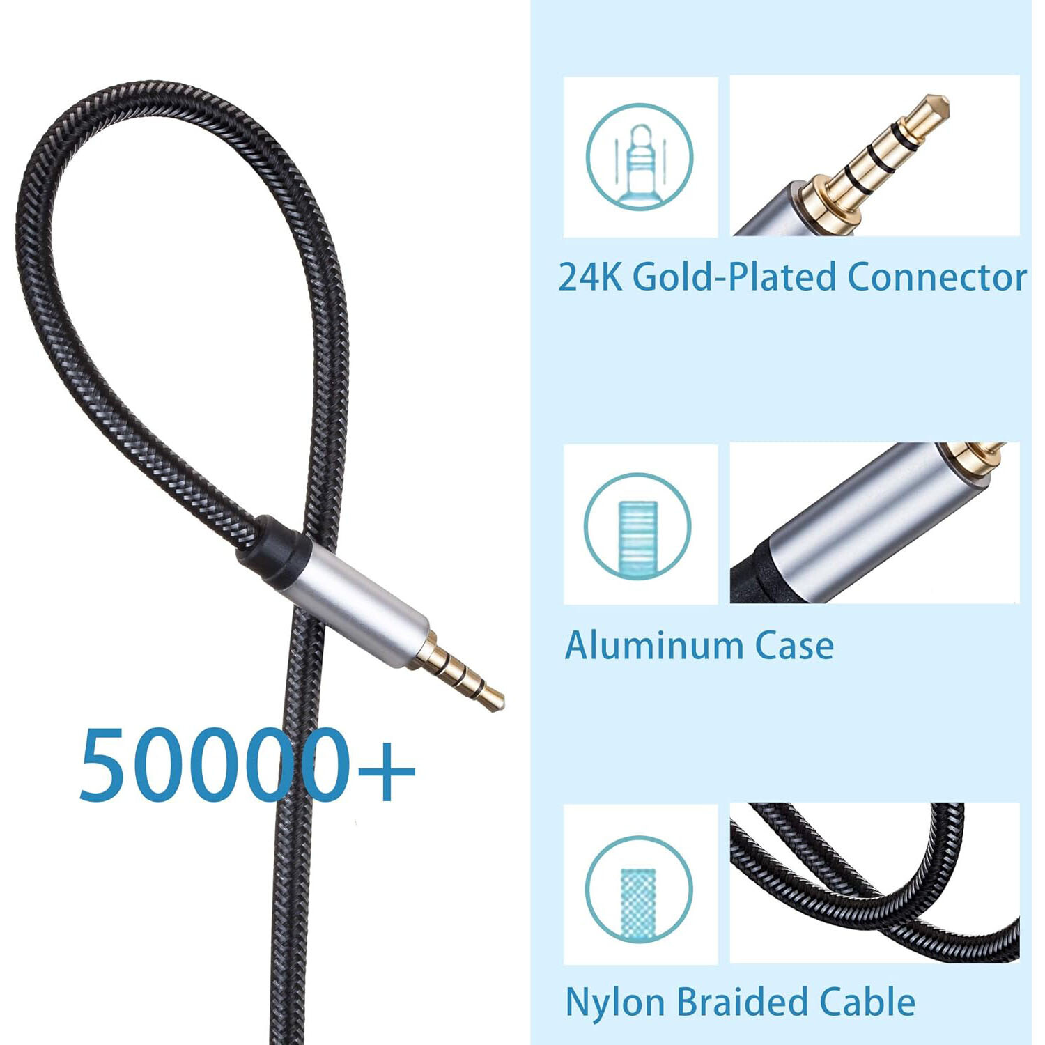 6FT 3.5mm AUX Audio Nylon Braided Cord Cable PC iPod Car Phone headphone lot