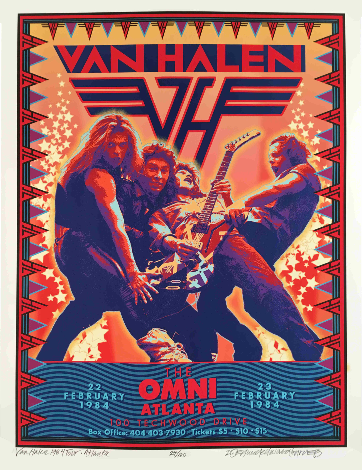 VAN HALEN Poster New Artist's Tribute 1984 Tour Omni Atlanta Signed David Byrd