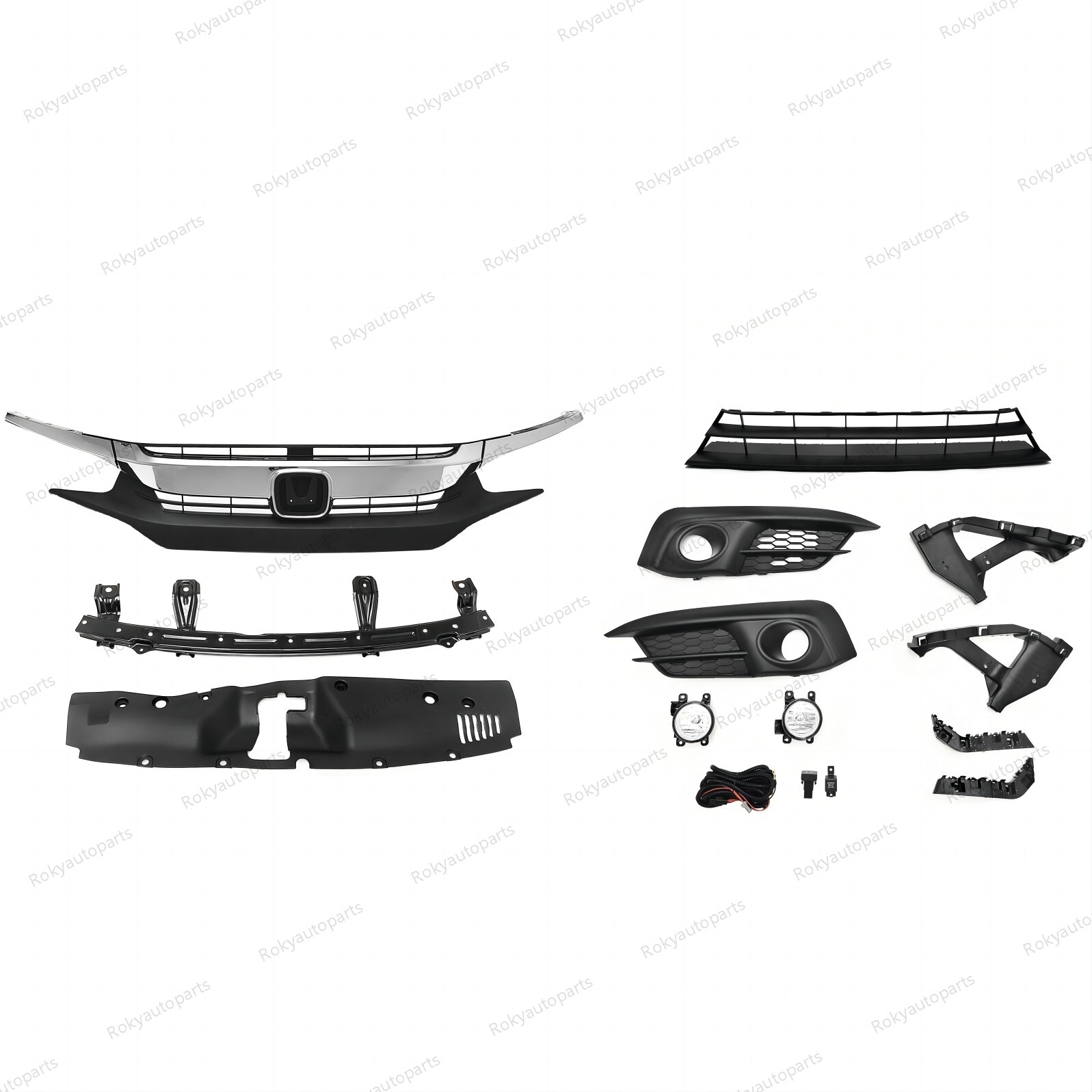 For CIVIC 2016-18 Grilles/Fog Light Set/Radiator Cover/Bumper Headlight Brackets