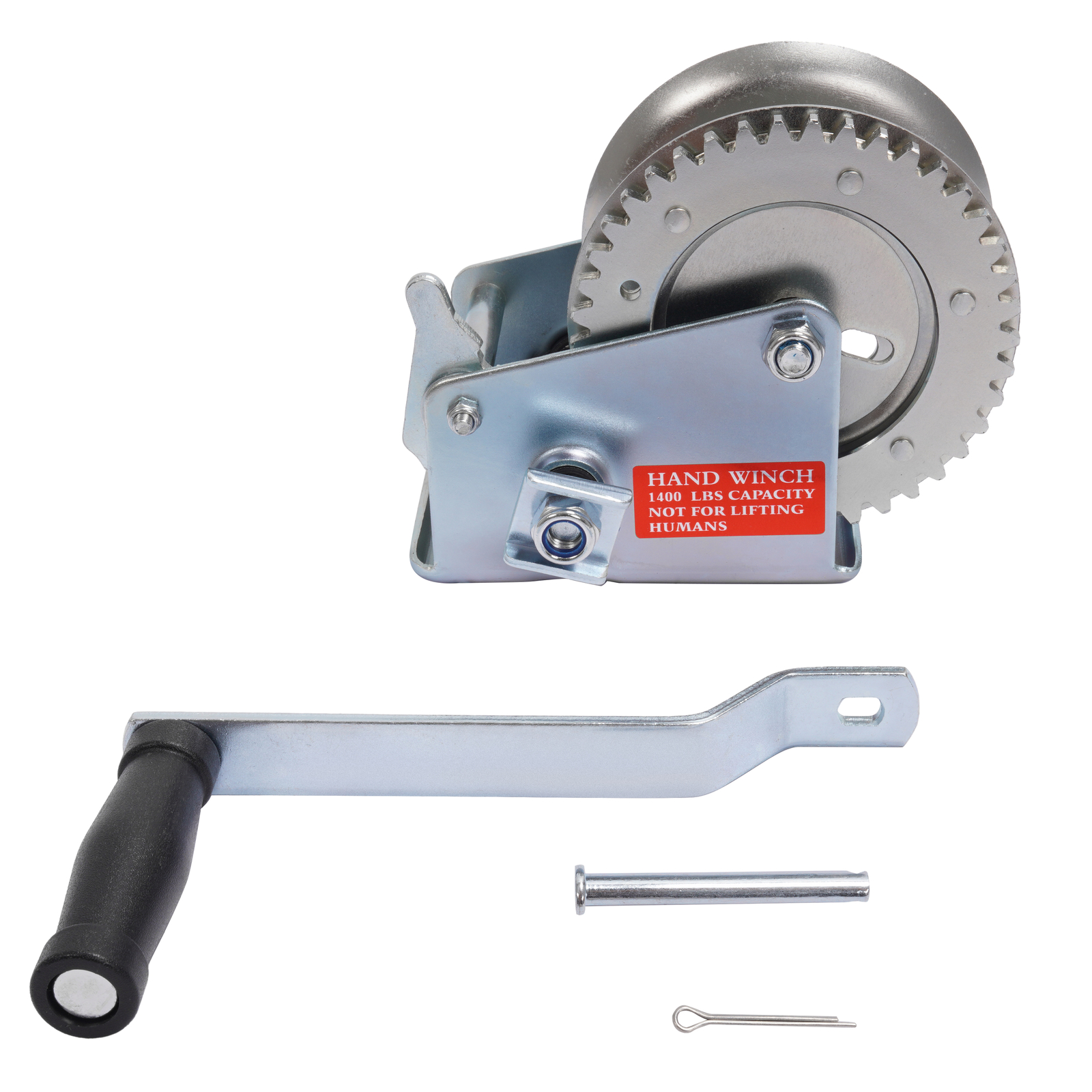 1400LB Steel Horizontal Pulling Hand Winch w/Ratchet Galvanized For Boat Trailer