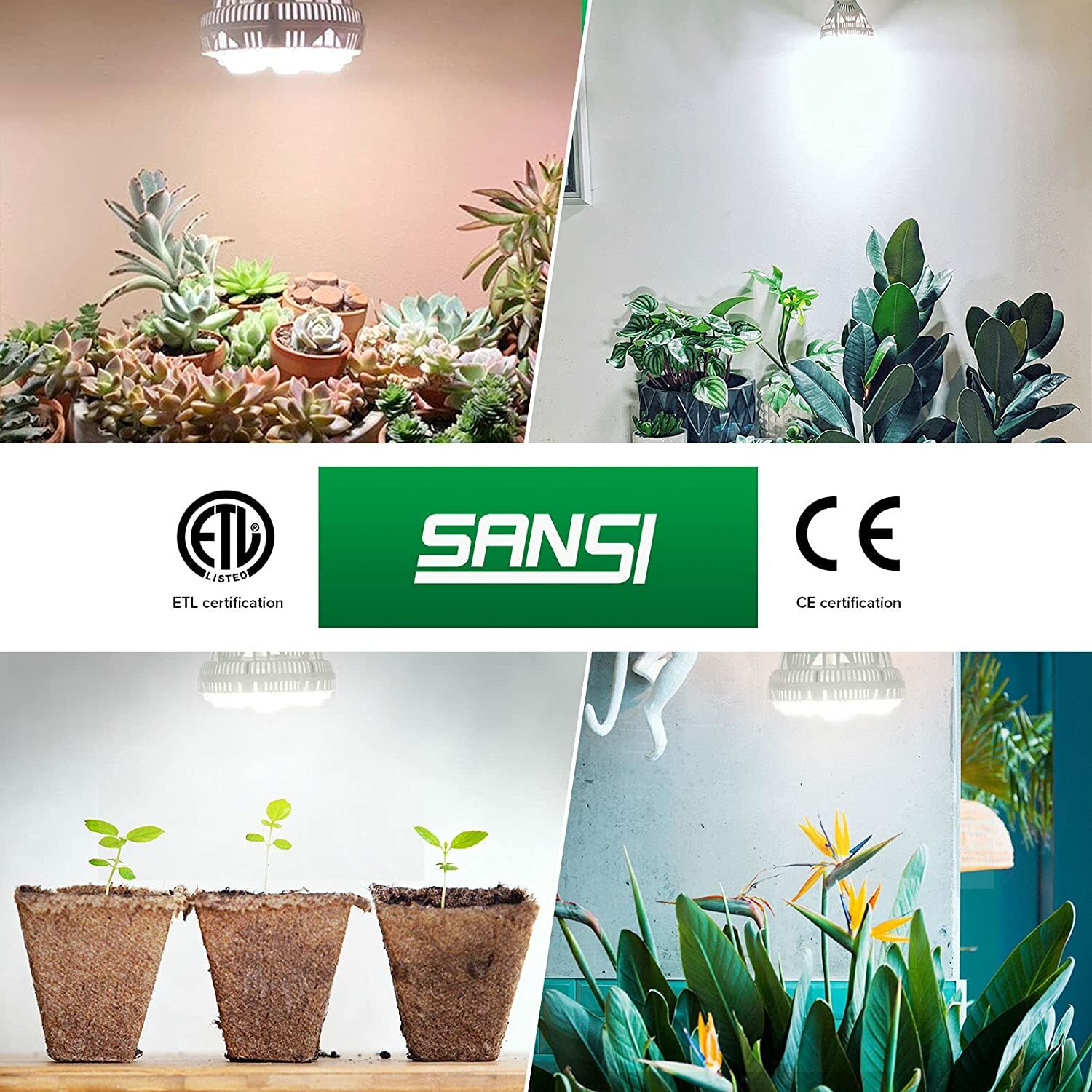 SANSI 36W/24W LED Plant Grow Light Bulb PPF 65.6 Full Spectrum Indoor Veg Bloom