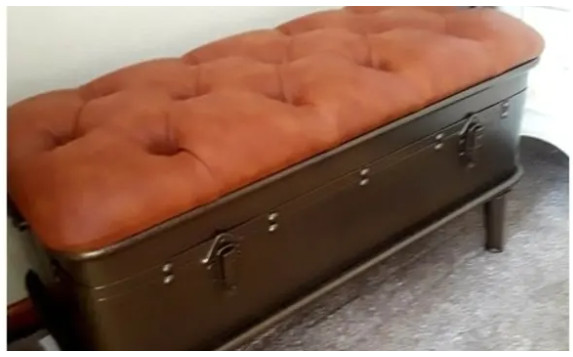 Farmhouse Storage Bench Mid Century Modern Small Trunk Chest Industrial 32x14x17