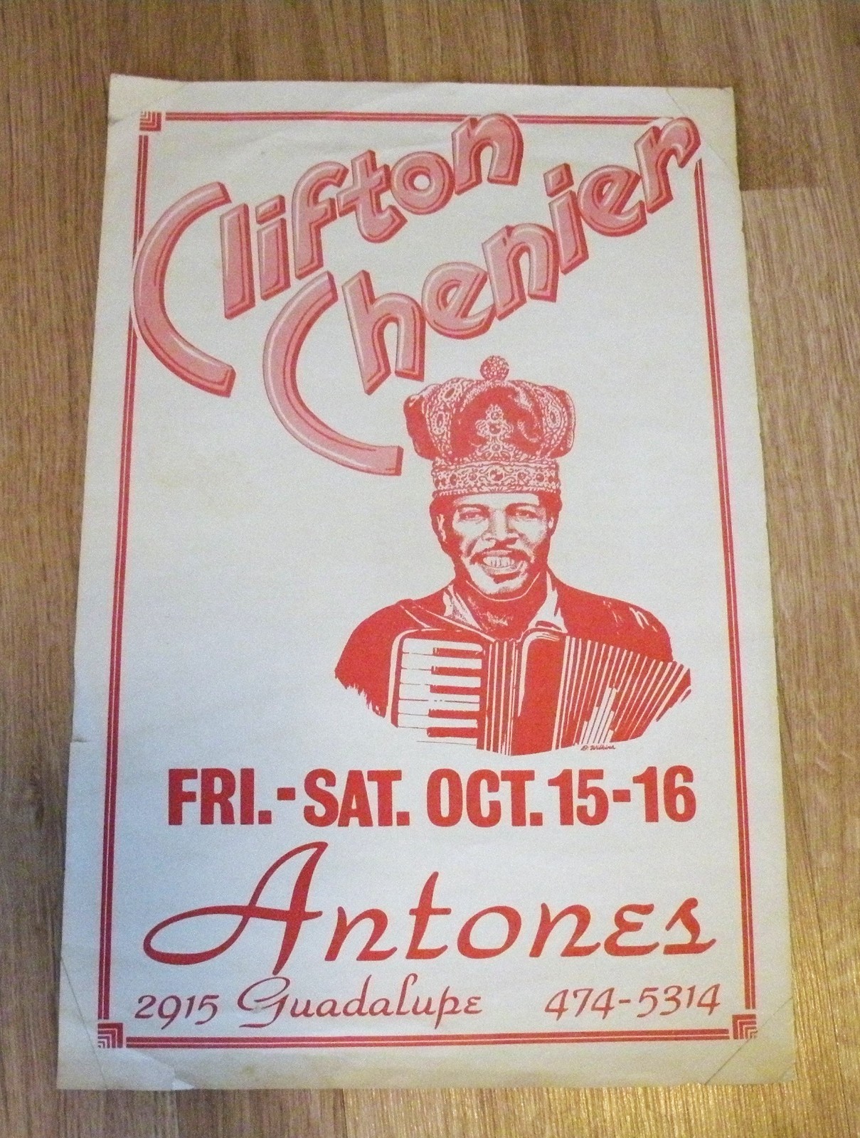 Original Antones Ausin Texas, Clifton Chenier Poster, Very Good Cond
