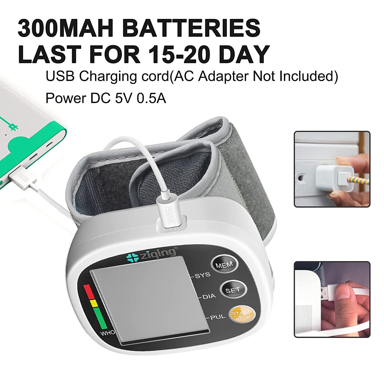 Automatic Wrist Blood Pressure Monitor Heart Rate Machine or Finger Splint