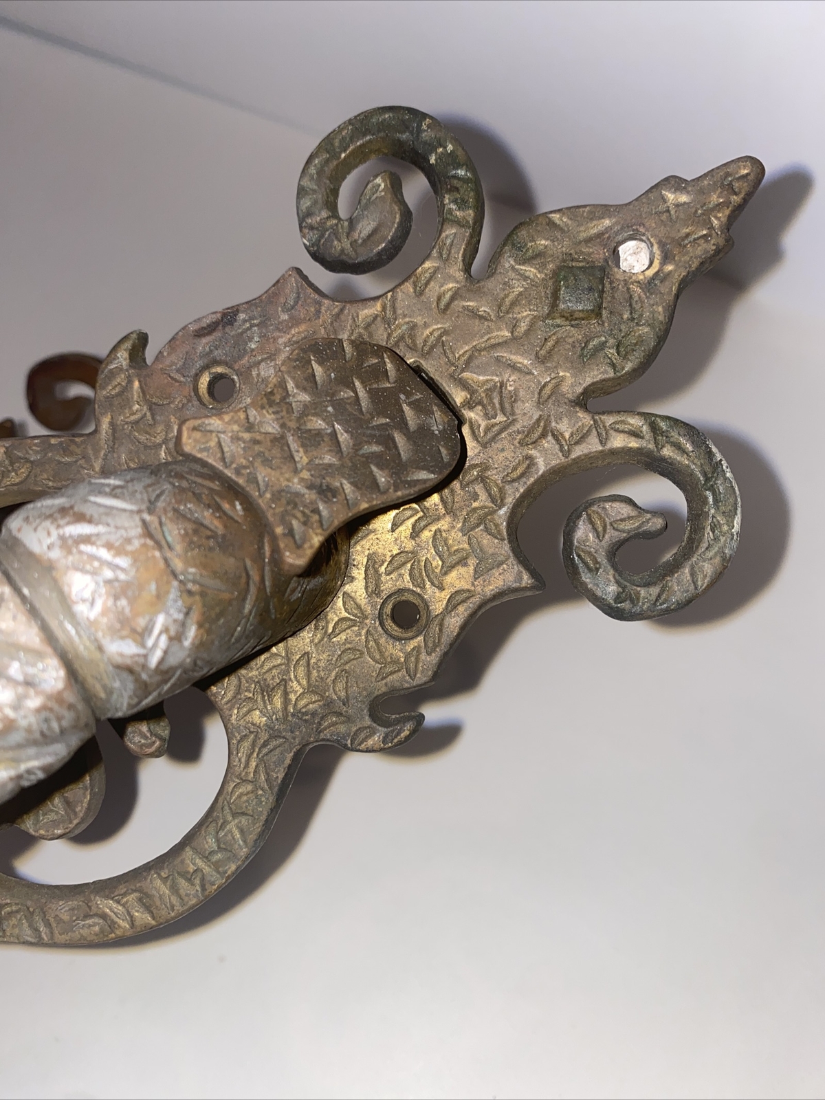 Antique Bronze/Brass Door Handle Pulls Pair Gothic Architectural Hardware 15”