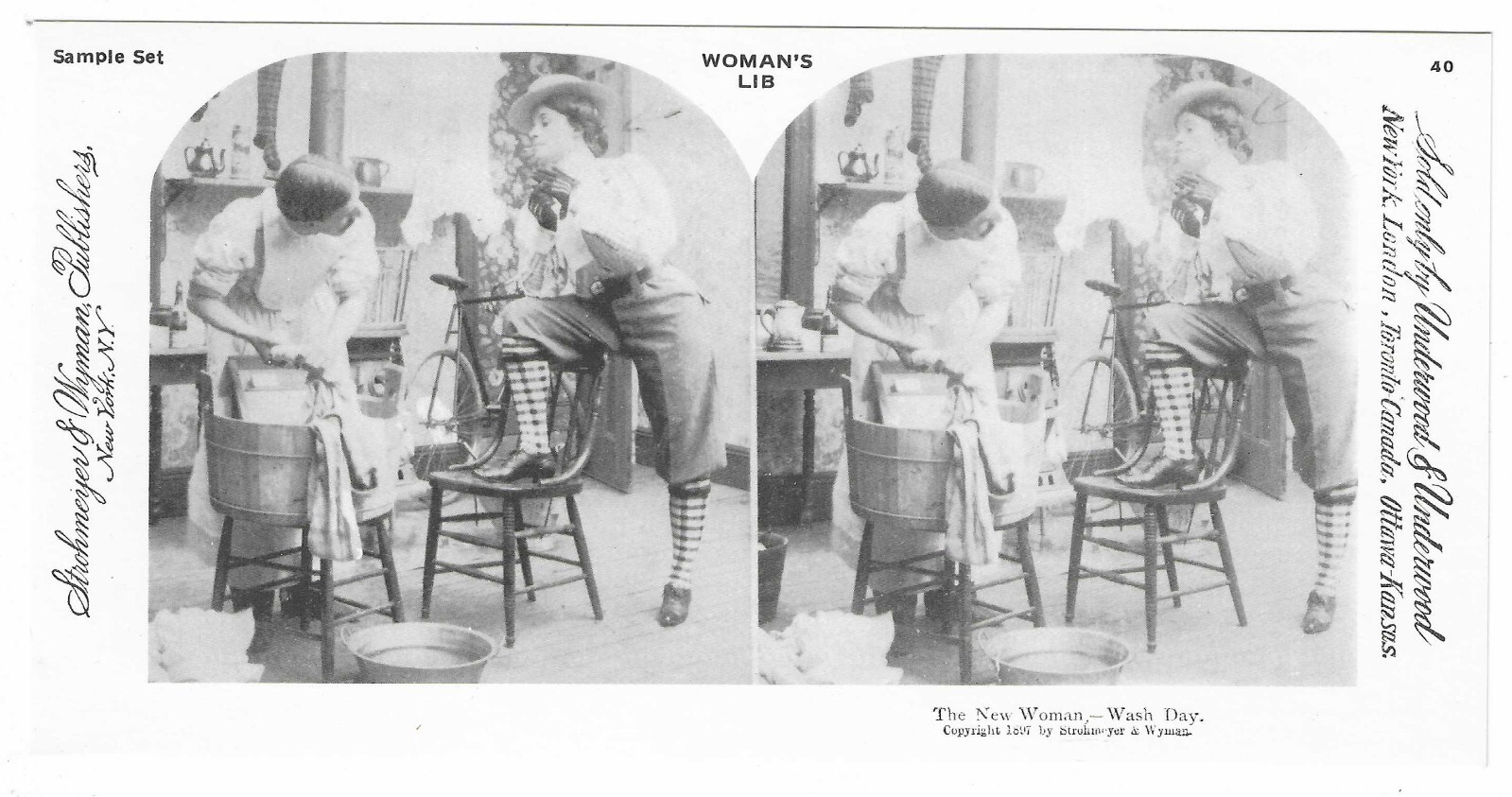 The New Woman, Wash Day, 1978 Reproduction Stereoview