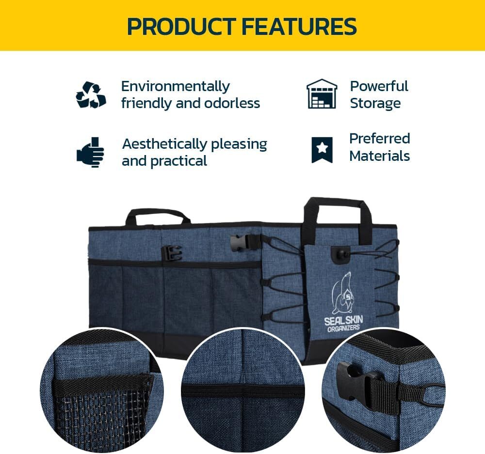 XXL Car Trunk Organizer SUV Trunk Collapsible Cargo Storage Fold Box With Lid