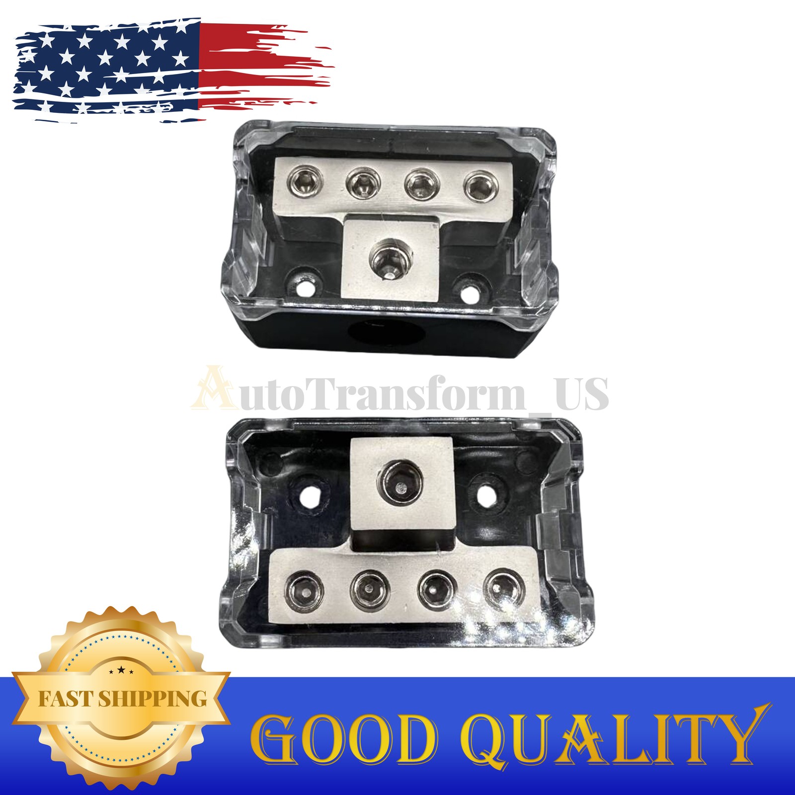 2x Power Ground Amp Distribution Block 0/2/4 Gauge Input 4/8/10 Gauge Output US