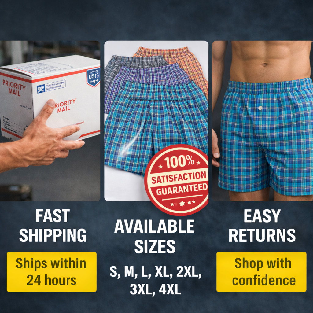 Men’s Cotton-Blend Boxer Shorts Value 10 Pack | Soft Breathable Comfy Loose Fit