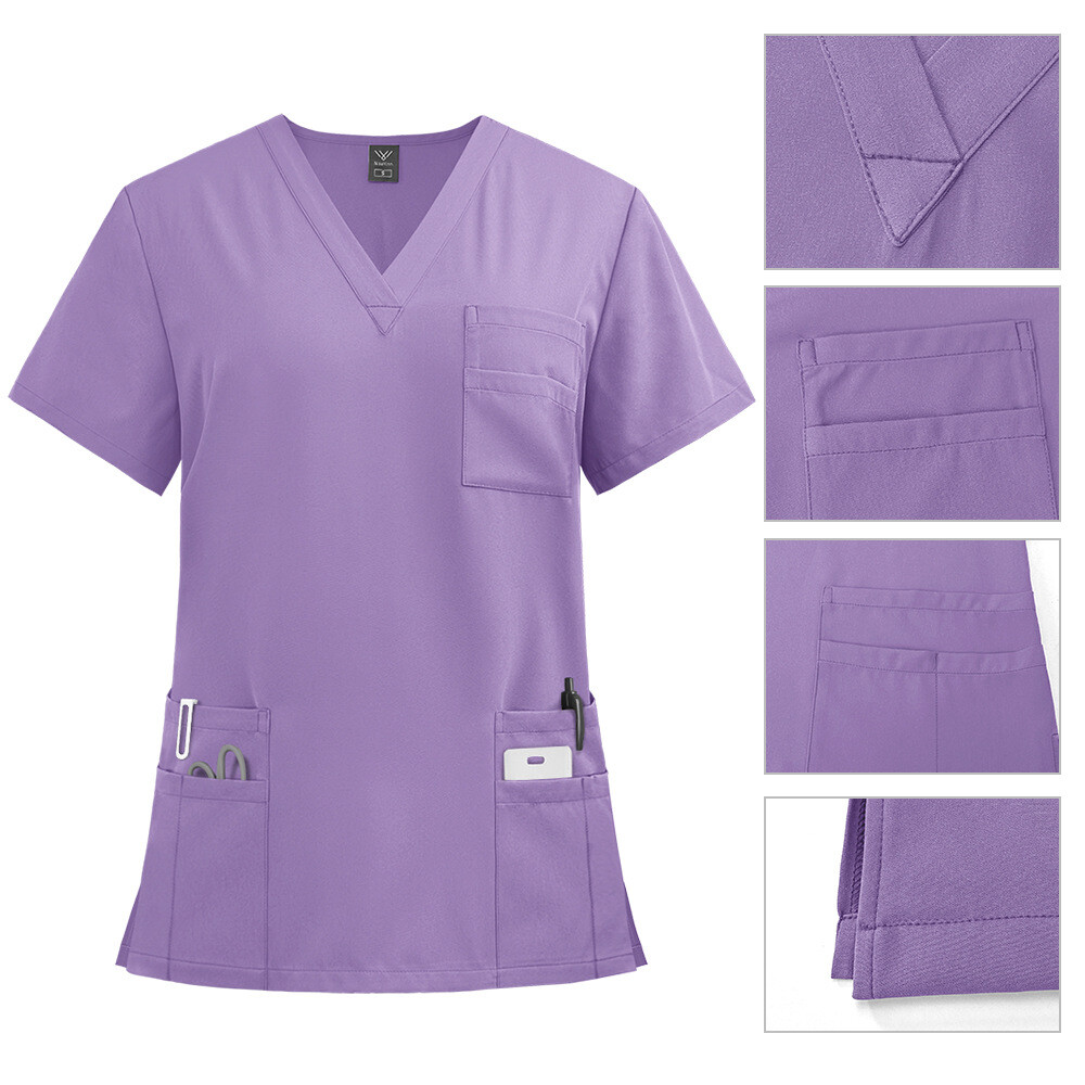 Unisex STRETCH Scrub Set Solid V-Neck Top Not-joger Pant Men Women Nurse Uniform