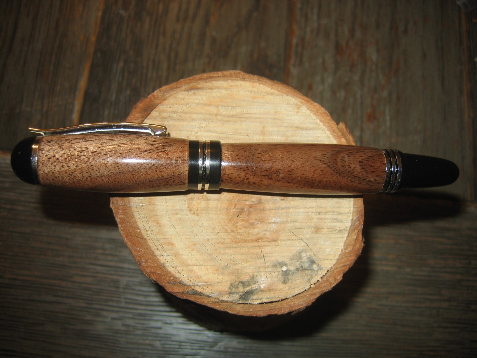 Gorgeous Handmade Churchill Rollerball pen from highly Figured Claro Walnut