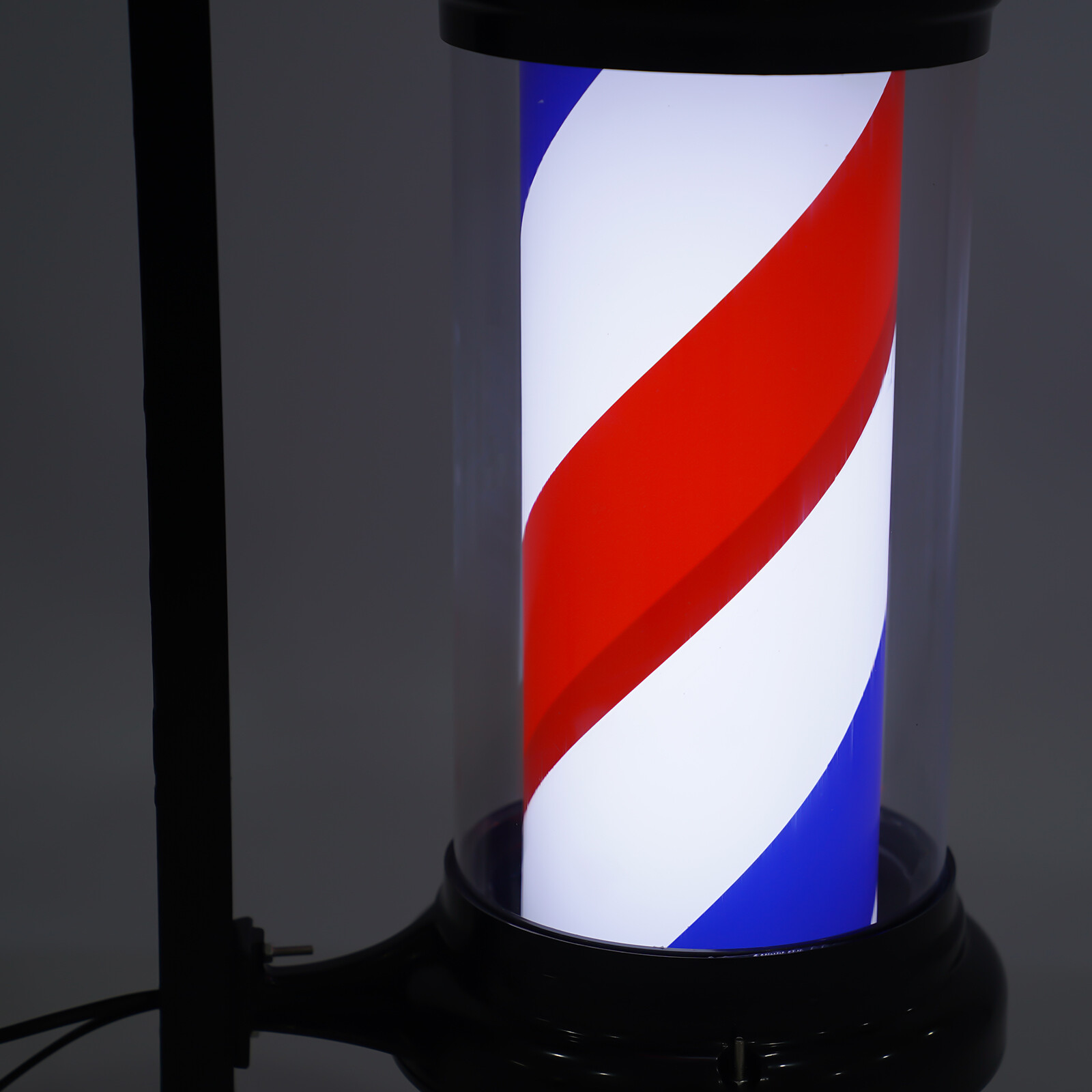 Barber Pole LED Light Red White Blue Rotating Stripes Metal Hair Salon Shop Sign