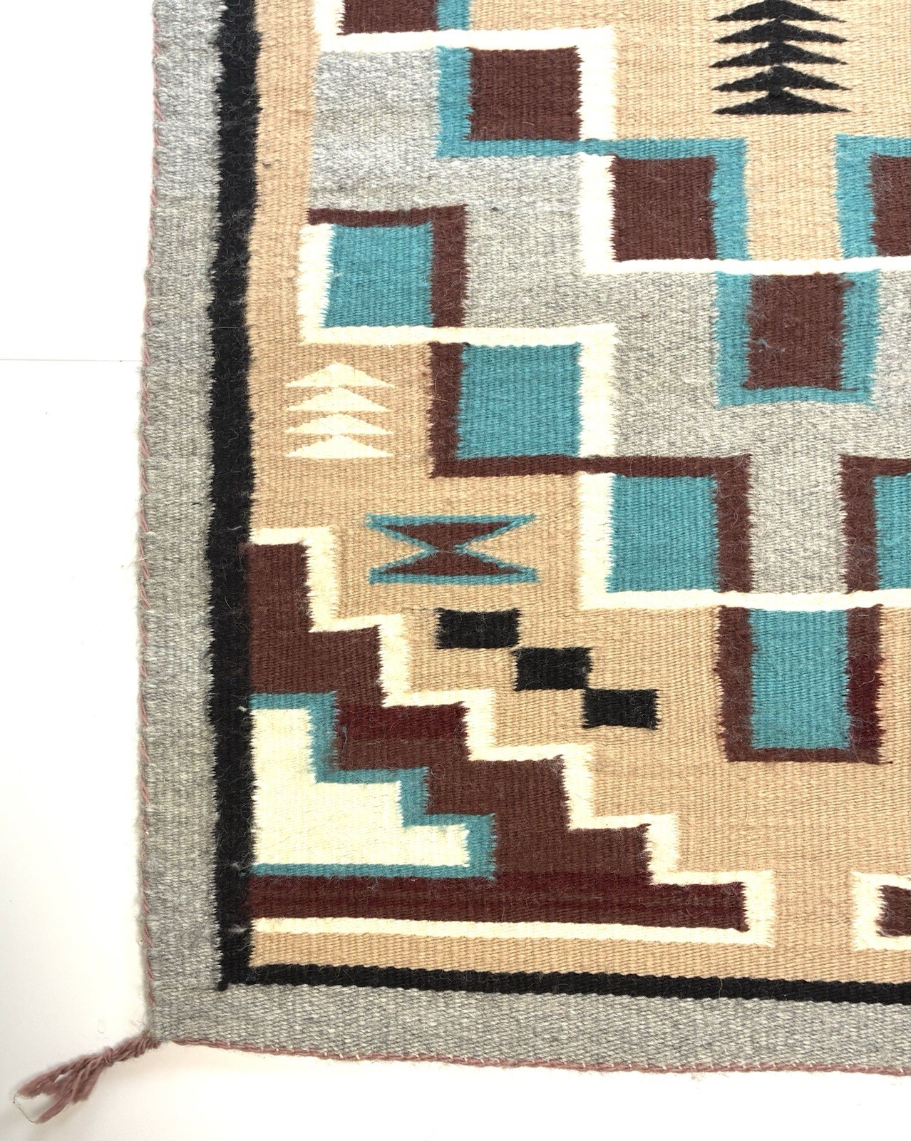 ‼️ANTIQUE NAVAJO Weaving Rug AUTHENTIC NATIVE AMERICAN w/ Hanger EXCELLENT 38x23