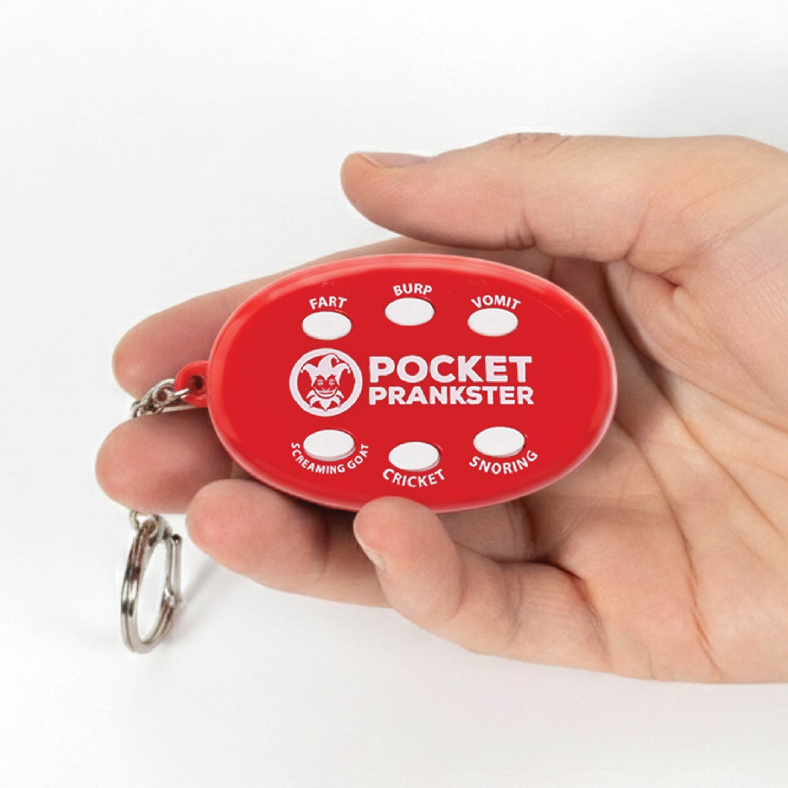 Pocket Prankster Sound Keychain with Fart, Burp, Vomit, Screaming Goat, Cricket,