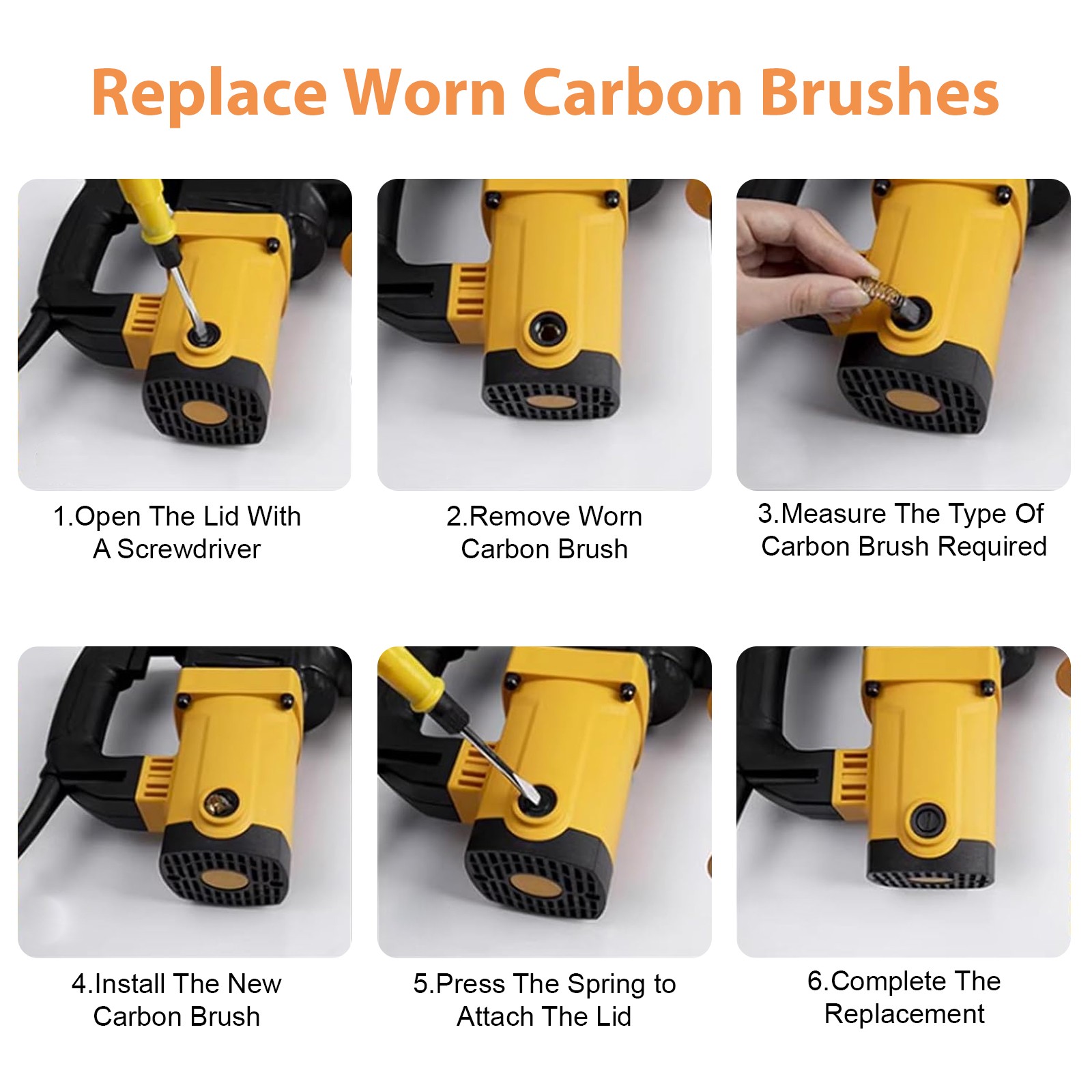 120pcs Power Tool Carbon Brushes Motor Repair Set for Drills Saws Grinder Vacuum