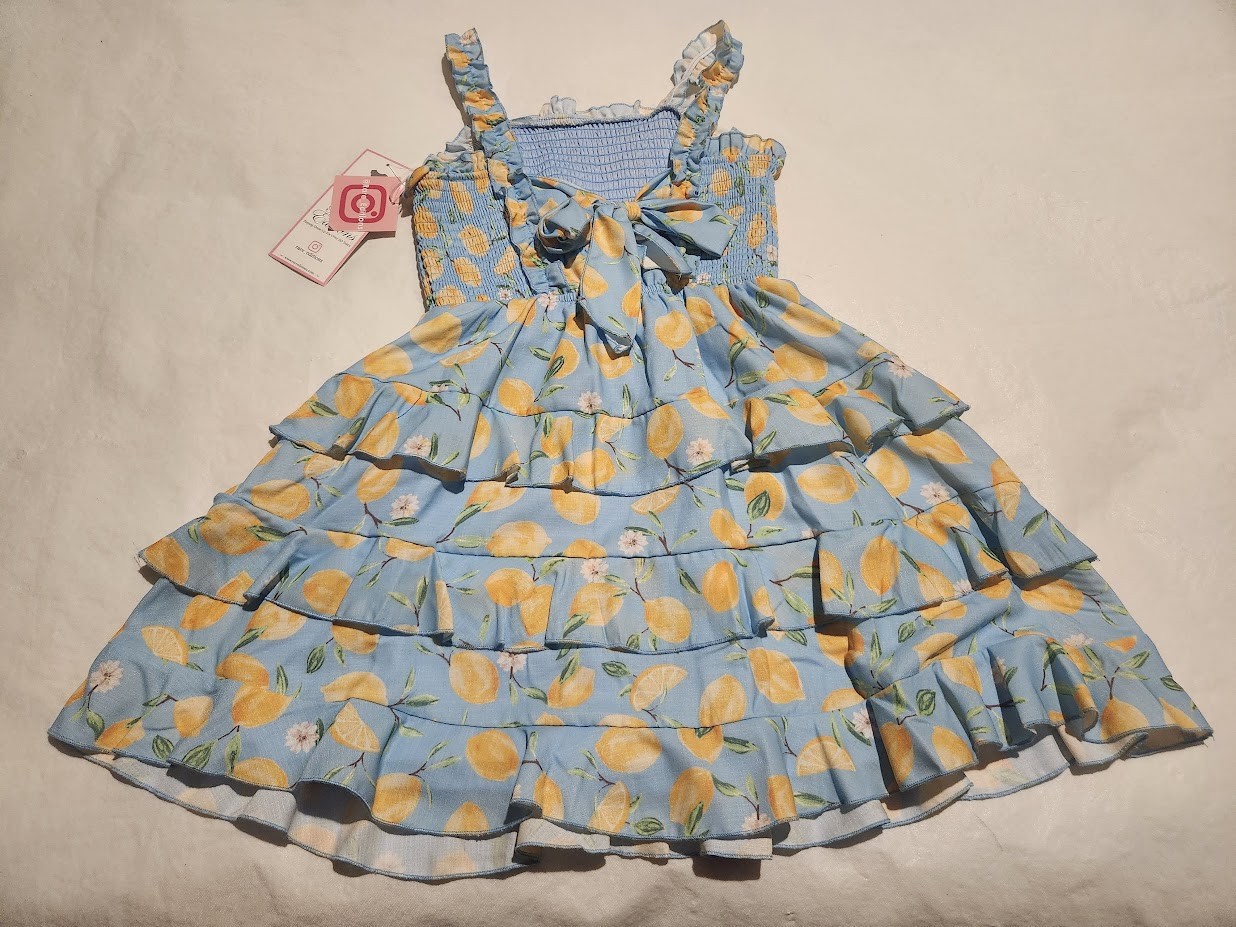 NWT Rare Editions Girls Lemon Print Sleeveless Dress