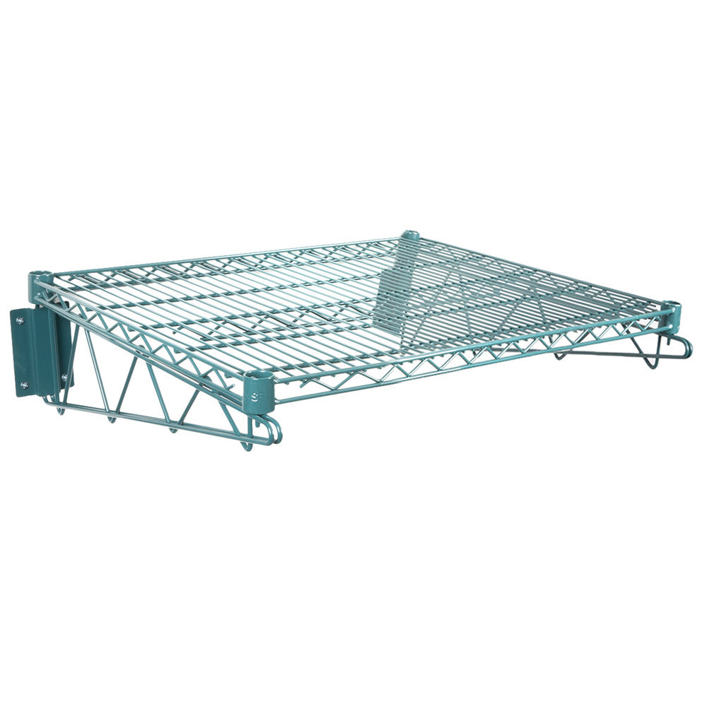 24" x 24" Wall Mount Green Epoxy Wire Shelf Rack Commercial Restaurant Pot NSF